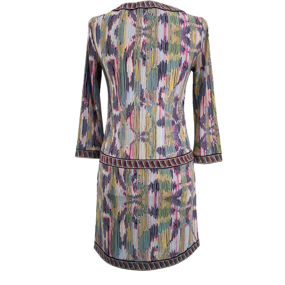 BCBGMAXAZRIA Multicolor Shift Dress Long Sleeve Sleeve Peekaboo Bodice XXS - Picture 3 of 10